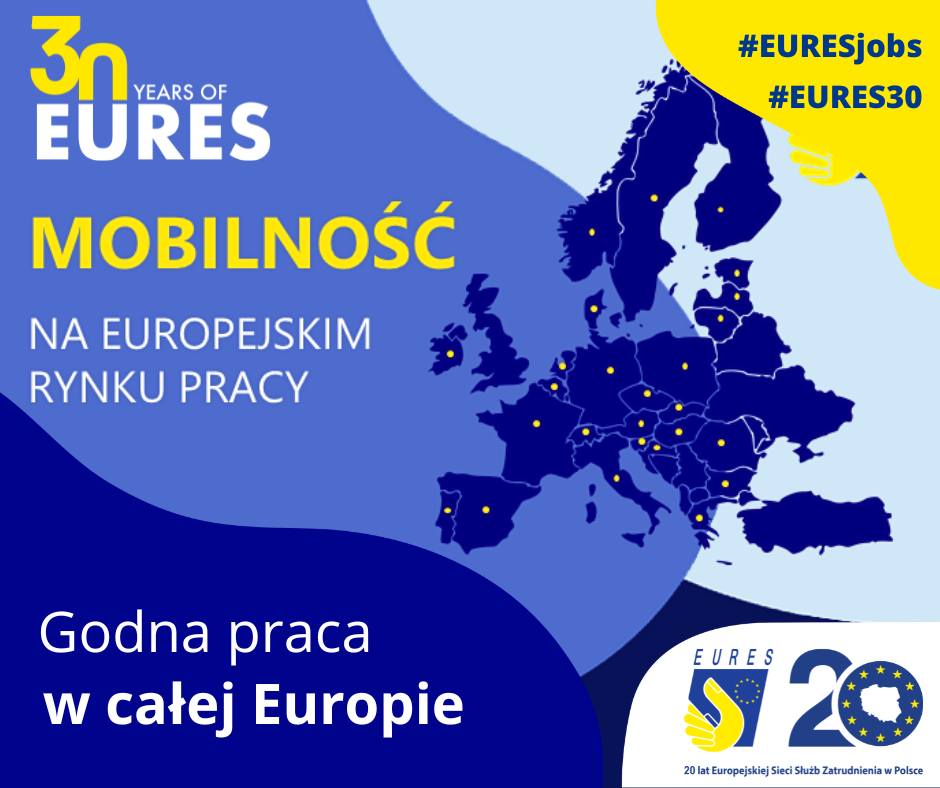 Plakat przedstawiający mapę Europy w barwach UE