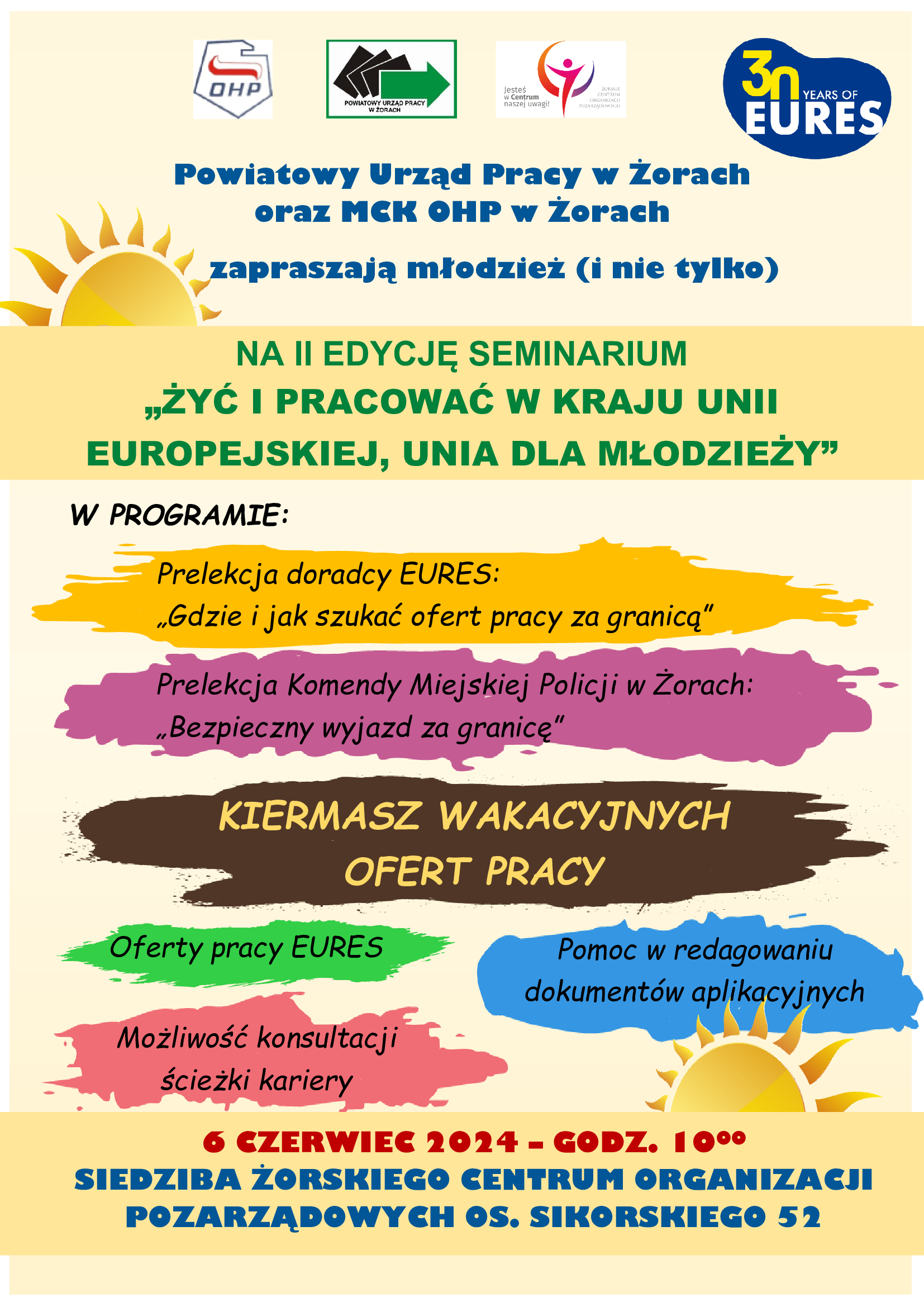 Plakat promujący seminarium nt. Praca za granicą